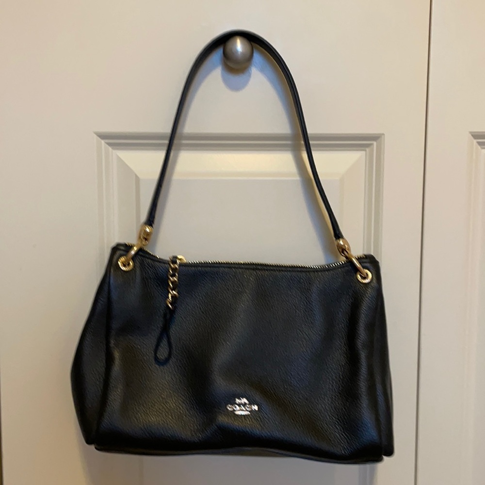 Coach Black Leather Convertible Mia Shoulder Handbag. New with Tags!